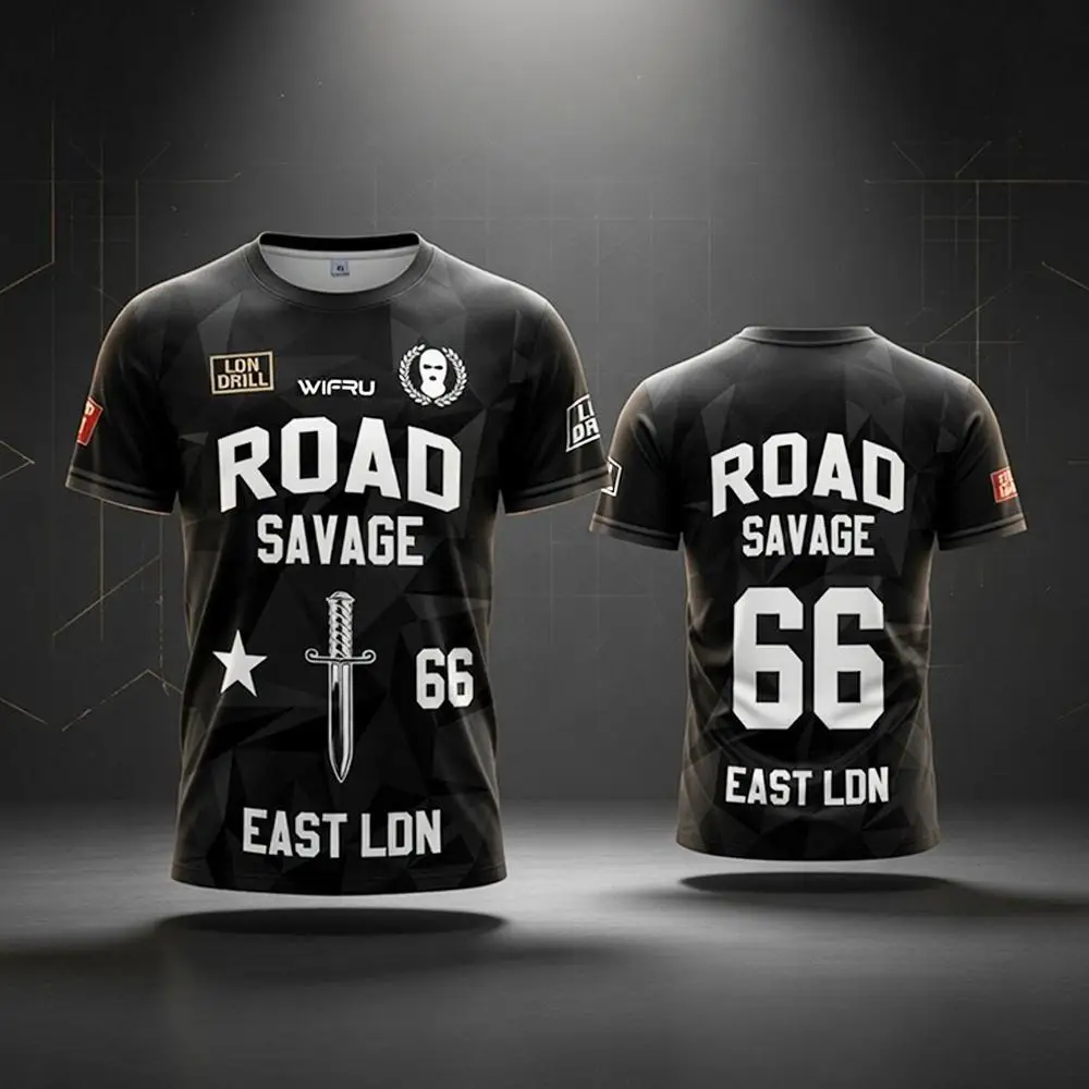 

2026 Summer New T-Shirts British Street Style Hip Hop Rap Short-Sleeve Tee Men's Outdoor Breathable Quick-Drying Sports Jersey