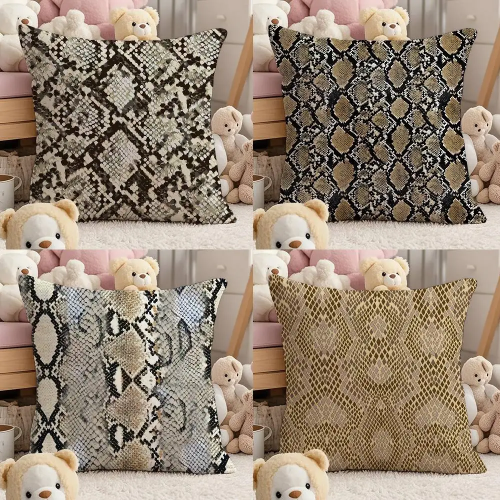 

Snake Print Pillow Case Comfort Sofa Bed Silky Elegant Invisible Zipper Custom Decorative Cushion Cover