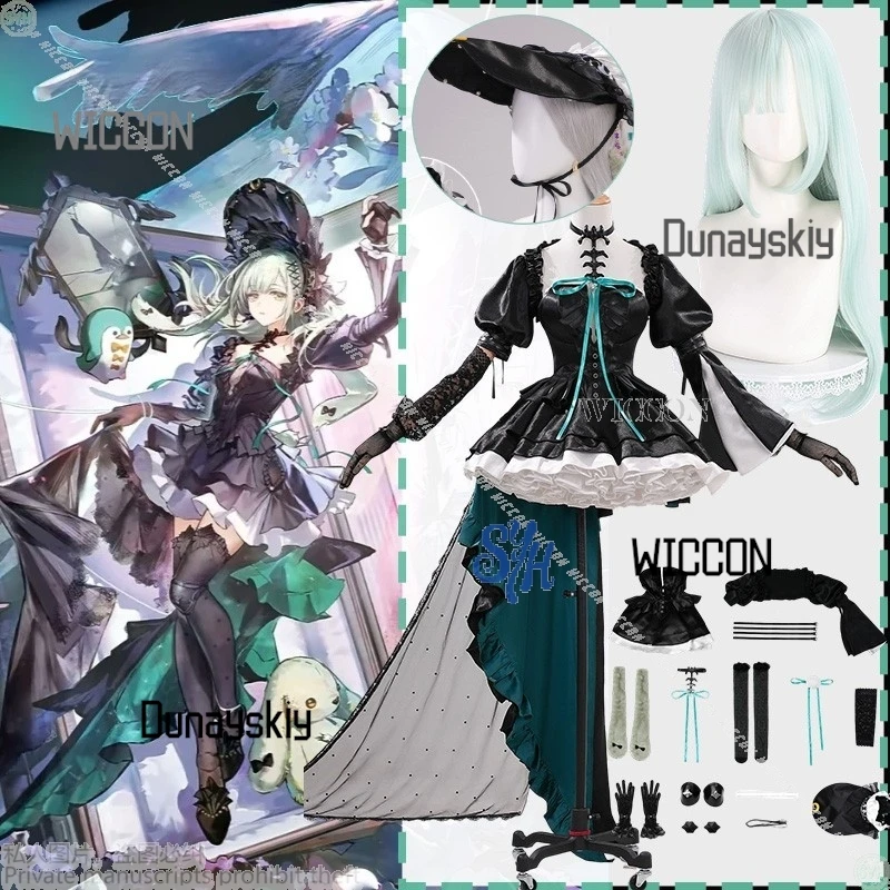 أنيمي لعبة فرسان كروس بانج دريم! Ave Mujica Cosplay Wakaba Mutsumi Goth Lolita فستان كعكة سوداء قبعة ريترو للهالوين #1