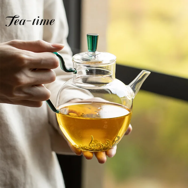 600ml Heat-resistant Glass Teapot Imitation Song Green Tea Making Pot Large Size Holding Kettle with Filter Heatable Justice Cup