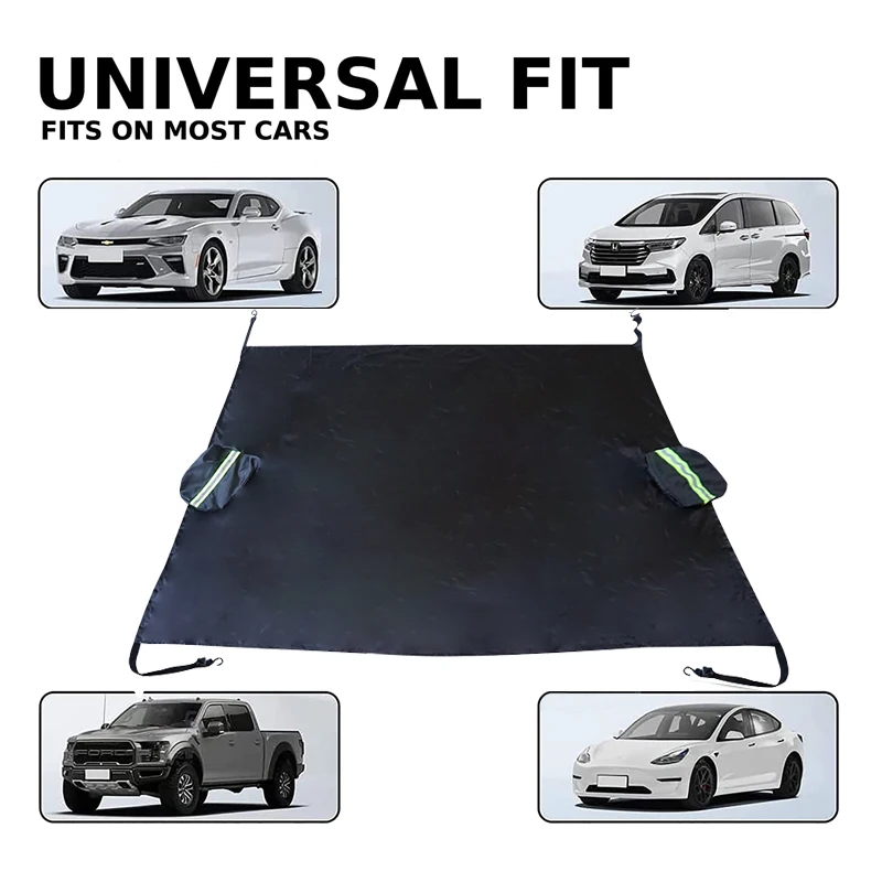 Universal Oxford ผ้าฝาครอบกระจกหน้ารถกระจกรถยนต์ Snow Sun Shade พร้อมแถบสะท้อนแสงฤดูหนาวหิมะ