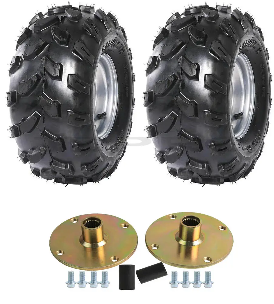 

TDPRO 18x9.5-8 18x9.50-8 Tires Rims 4 Lug 8" Wheels +Rear Axle Hub Go Kart Quad ATV X2