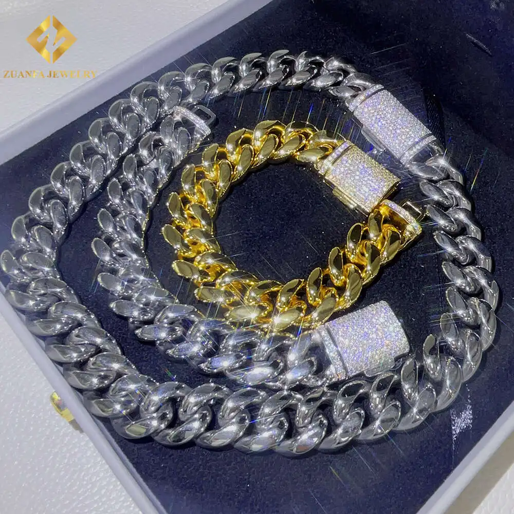 Luxury Jewelry Making Supplies 925 Sterling Silver Moissanite Box Lock 18mm Stainless Steel Necklaces Chain for Men.