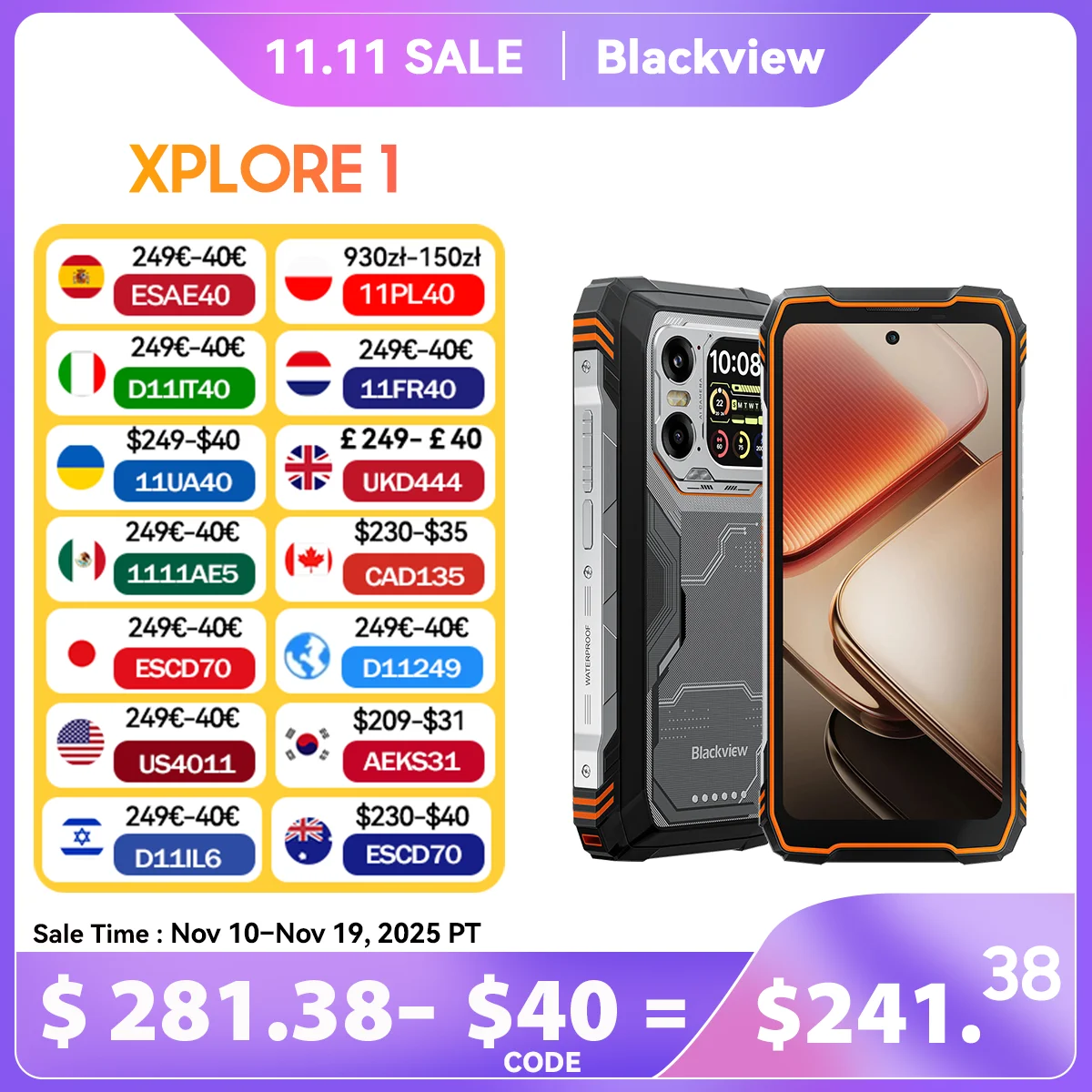 Blackview OSCAL TANK 1 Outdoor 5G Rugged Smartphone,20000mAh Battery, 6.78'' 120Hz FHD+ Display, 16GB+512GB, 64MP+50MP Camera