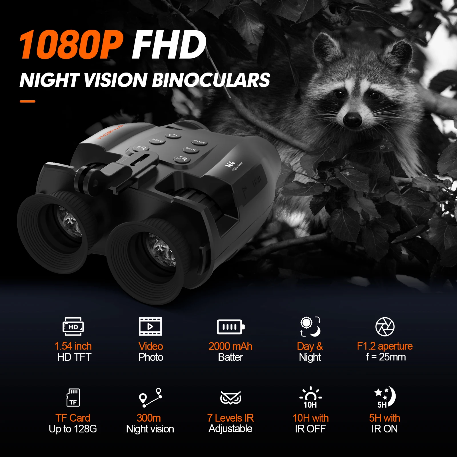 

1.5Inch TFT Screen 5x Zoom 10MP Image Goggles Digital Camera Binocular Telescope Video&Photo 300M Night Vision Sight