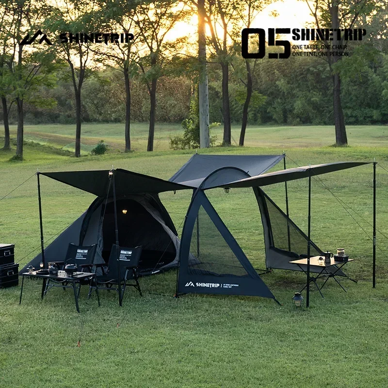 Outdoor Camping Ultra Long Tunnel Tent Sunshade Camping Tent Large Space Oxford Cloth Material Multi-directional Opening