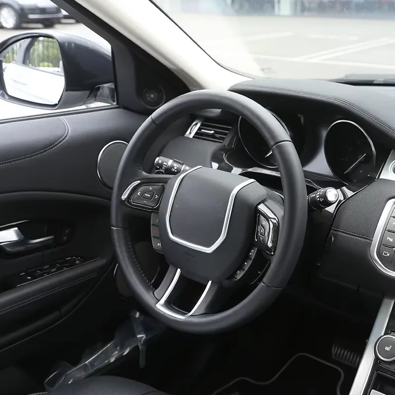 

For Land Rover Range Rover Evoque 2012-2018 ABS silver car steering wheel trim strip sticker car protection accessories