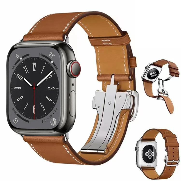 Correa de cuero genuino para Apple Watch 10, 42mm, 46mm, banda de 49mm, 45mm, 44mm, 42mm, 41mm, 40mm, 38mm, pulsera iWatch Ultra2, 9, 8, 7, 6, 5, 4 SE