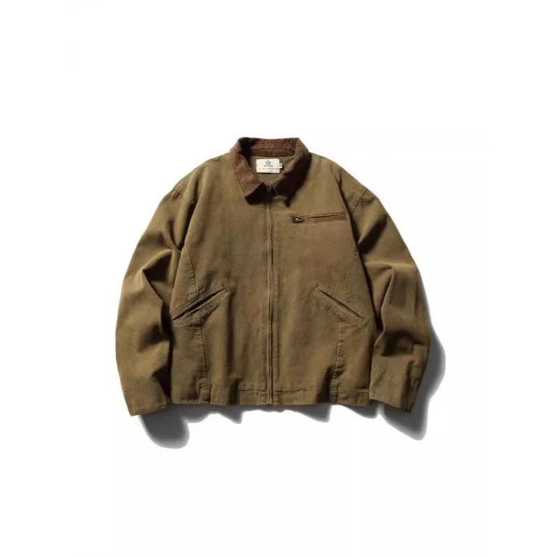 

Akkad Kuti 2026 New Men's American Vintage Style Workwear Washed Outdated Khaki Jacket Autumn New Heavyweight Casual Outerwear