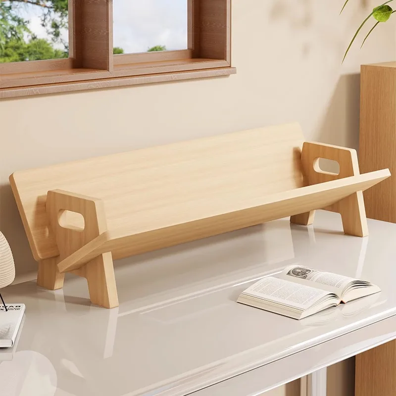 Study Desk Desktop Shelf  Large Capacity Storage Cabinet Wooden Book Stand