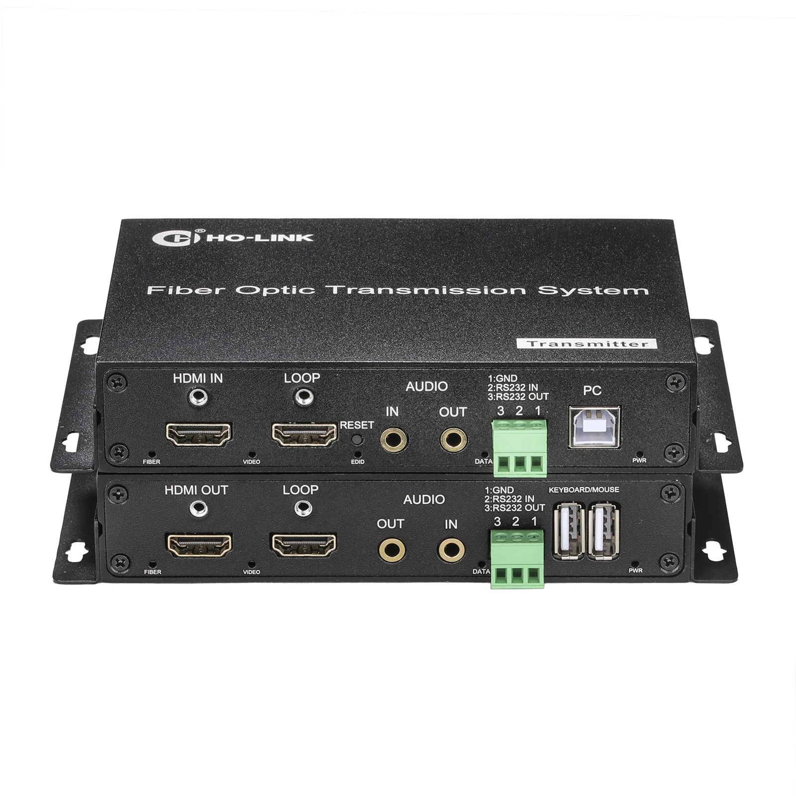 4K 60 هرتز HD-MI KVM USB عبر الألياف موسع OM3/4 متعدد الأوضاع LC الألياف 300 متر 4k hd-mi موسع فوق الألياف