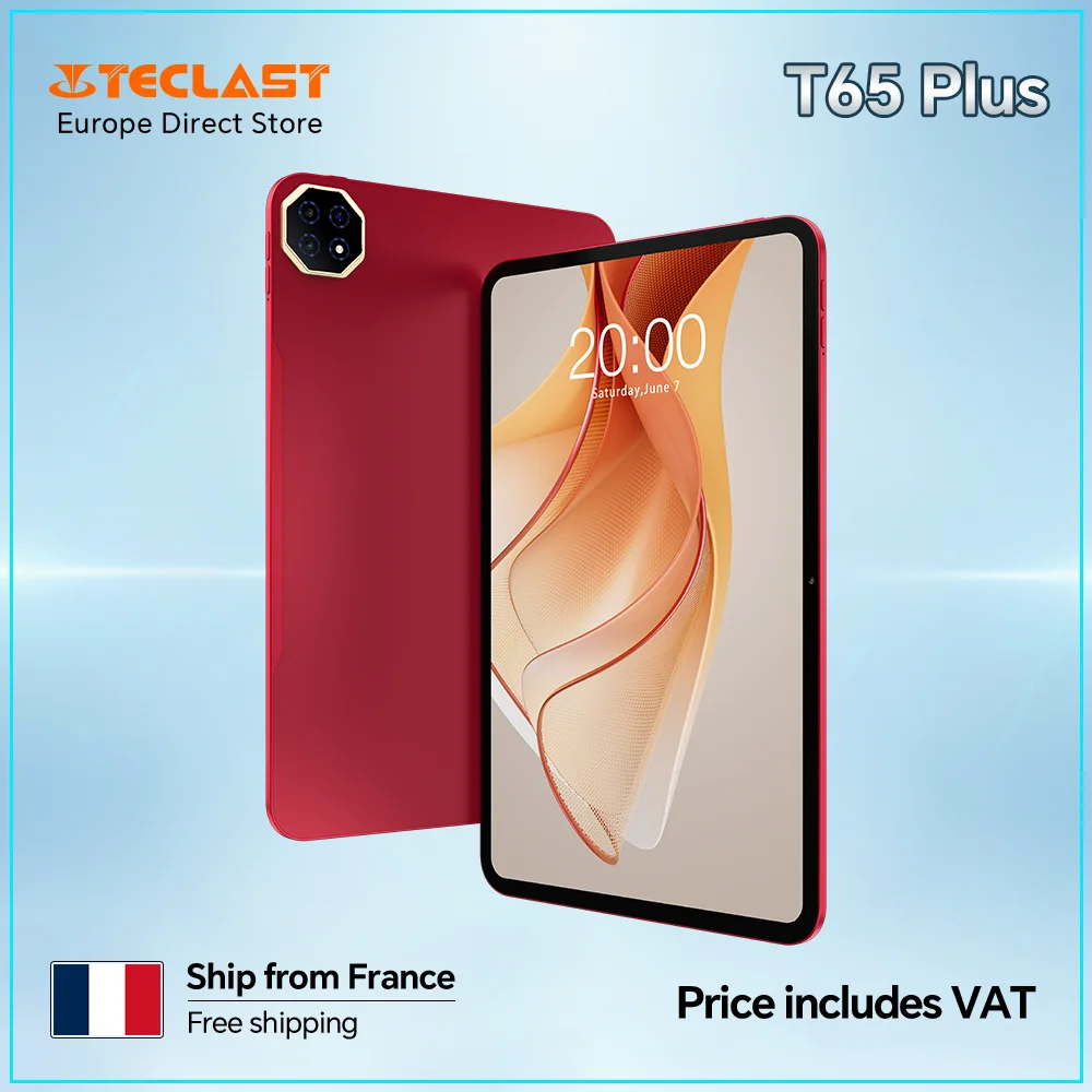 Teclast T65Plus 13,4" 120Hz Tablet, Android 15, 20GB RAM (8+12 uitbreidbaar), 256GB ROM, 10000mAh, 4G LTE, GPS, 13MP AI Camera, T65 Plus