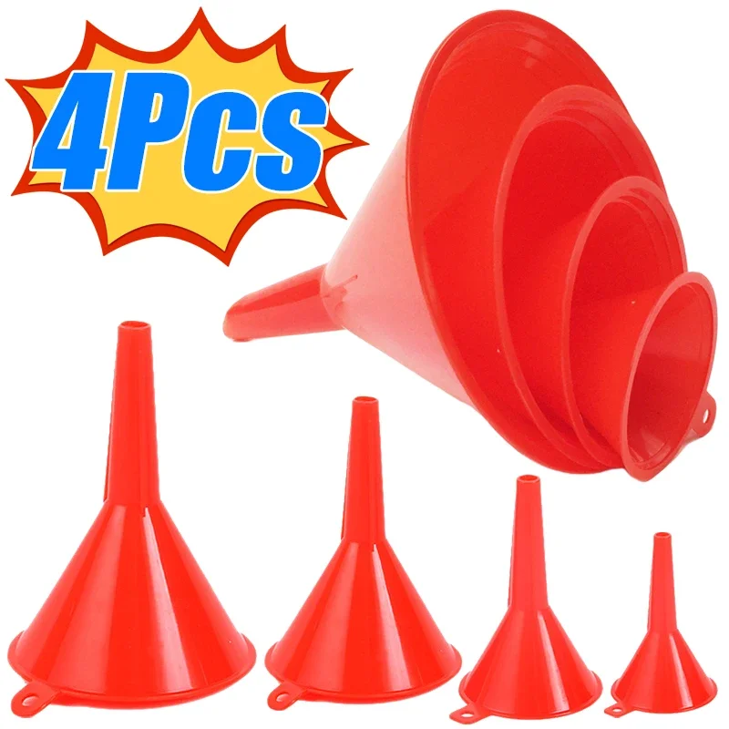 

4Pcs/set 50-115mm Car Oil Filling Funnels Refueling Gasoline Funnels Tools Red Anti-splash Plastic Motorcycle Refueling Tools