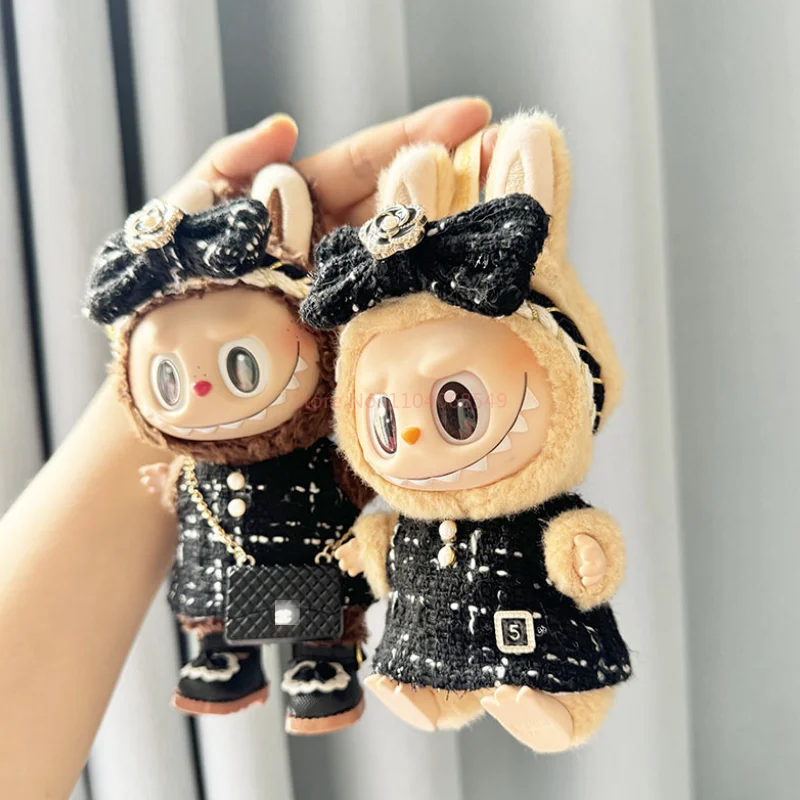 New Only Selling Clothes 17cm First Second Generation Labubu Camellia Black Fragrance Mini C Pack Doll Clothes Cute Xmas Gifts