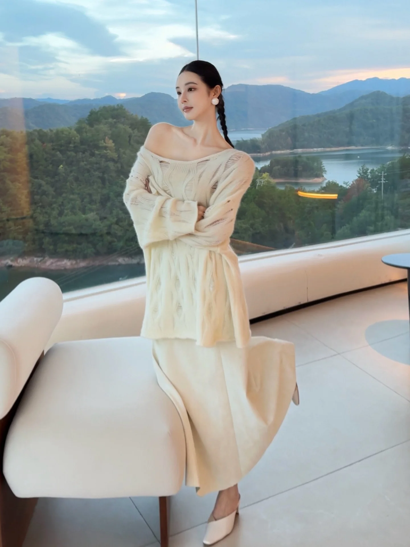 

ALIN Women's Oversized Knitwear Pullover Wool Blend Loose Fit Autumn Winter Warm Faion Casual Sle AL5OZS8