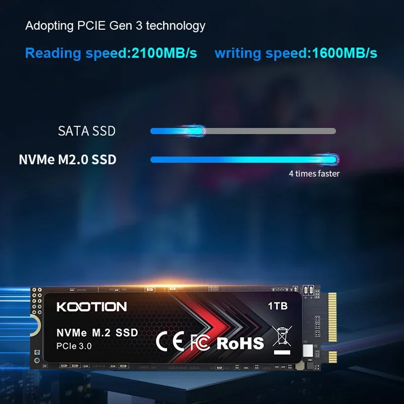 KOOTION 1TB SSD M2 NVME Gen3 2280 PCIE 3.0x4 256GB 512GB High-Speed M.2 Internal Solid State Drive Disk for Laptop PC Desktop