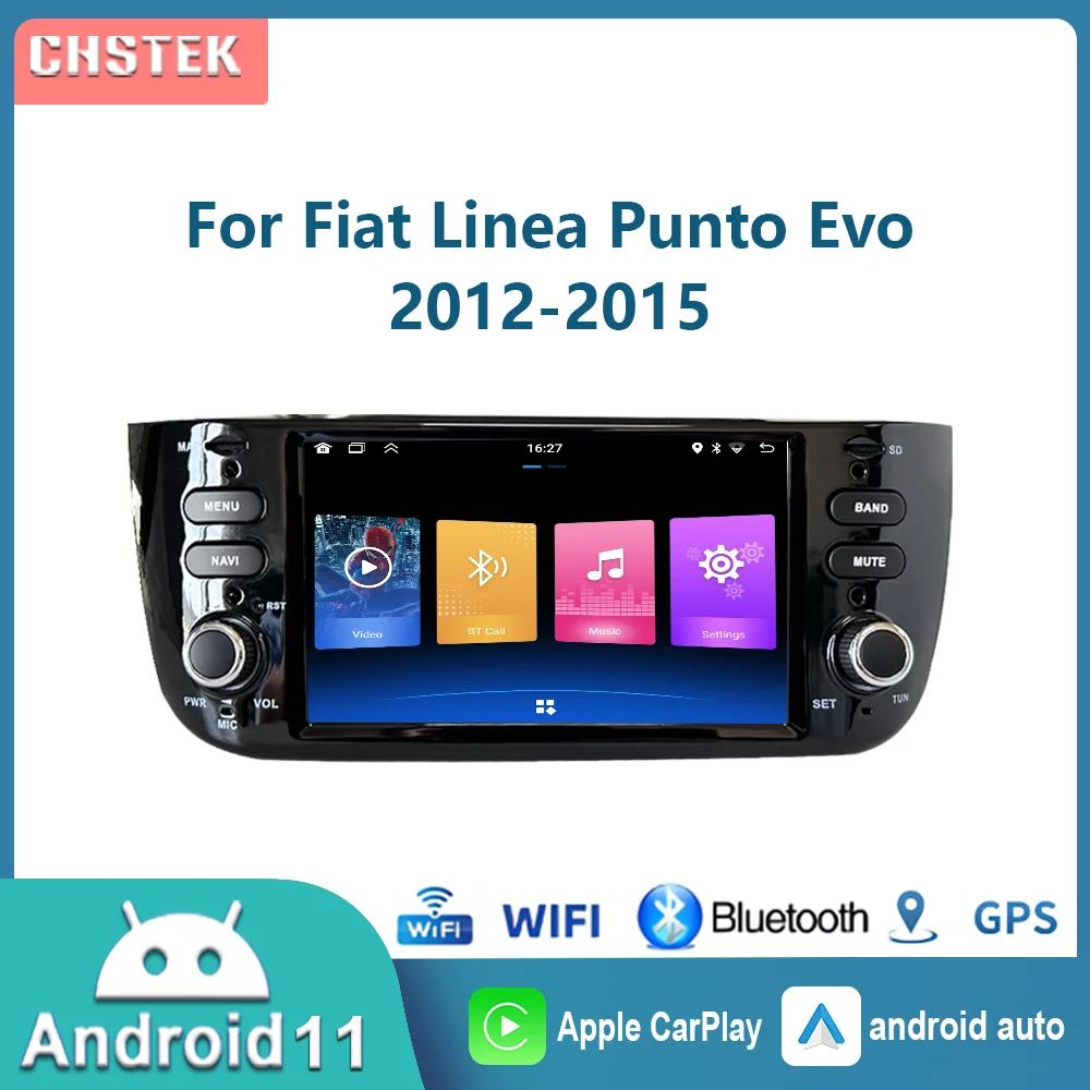 

Car Radio Carplay for Fiat Linea Punto Evo 2012-2015 Grande Urban Cross Android 11 Navigation Multimedia Player Wifi GPS Audio