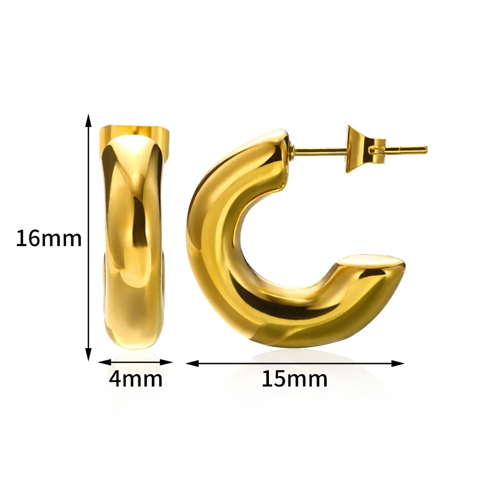 女性と女の子のためのステンレス鋼のフープイヤリング,シンプルな円形,ミニマリスト,C字型,ジュエリーギフト,パーティー,トレンディ,新しい