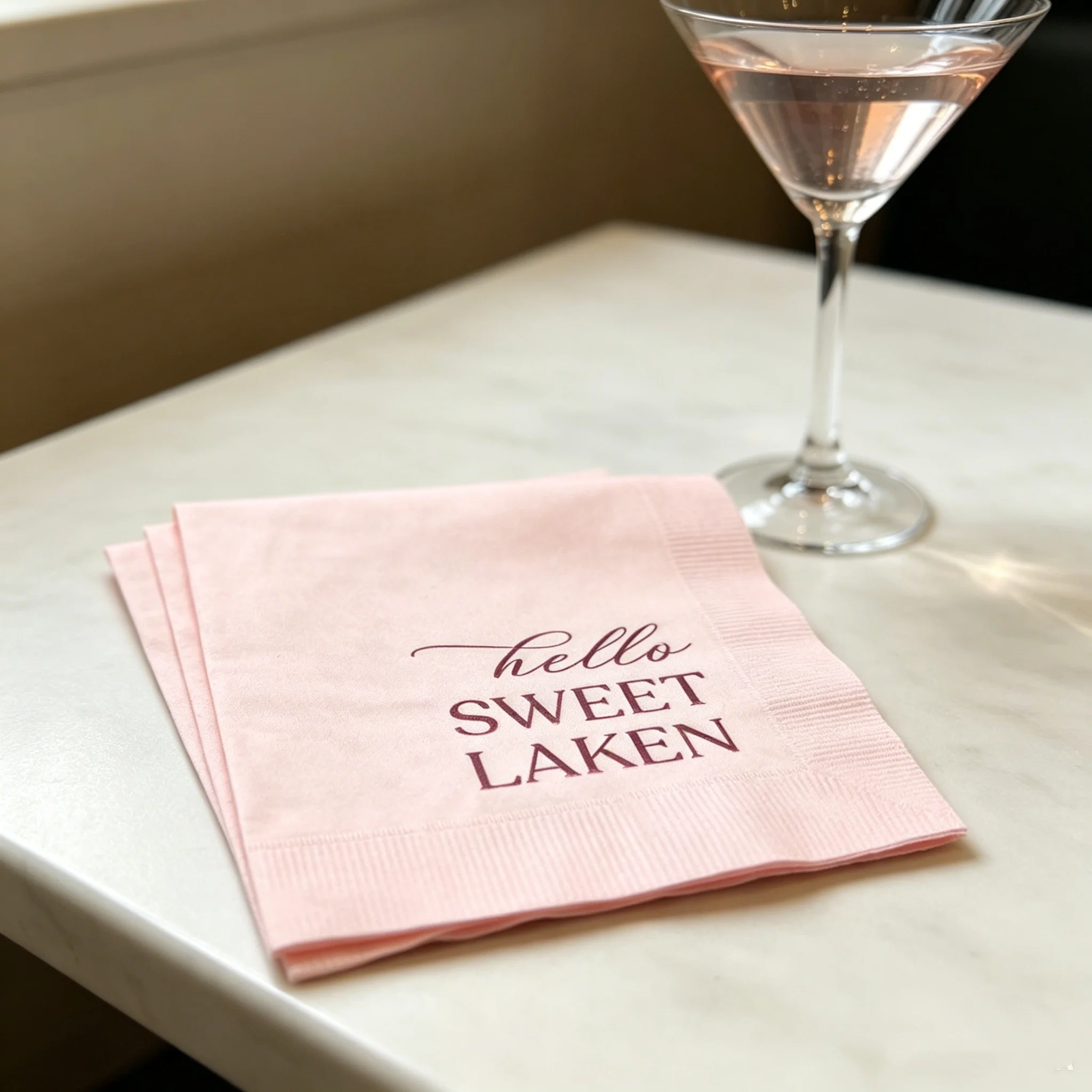 

50pcs Custom Hello Sweet Personalized Name Napkins, Customizable Metallic Foil Disposable Cocktail Napkins, Multi-Colors for Bab