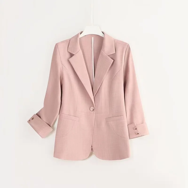 

Розовый весенне-летний женский легкий повседневный костюм ort Sve Jaet для похудения, элитный костюм для поездок на работу, чистый цвет