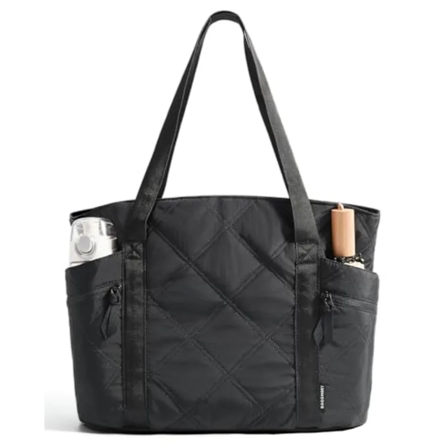 

BAGSMART Crush Tote Bag for Women 20L Puffer Work Tote with Zipper Travel Essentials Quilted Nurse Hospital Bag
