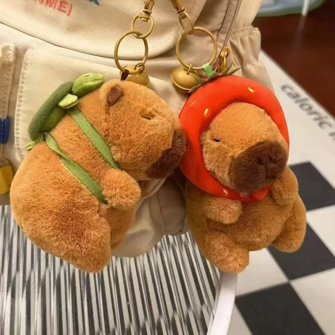 Bonito capivara chaveiro de pelúcia mochila pingente brinquedo carro chaveiro decoração acessórios kawaii boneca de pelúcia crianças presente aniversário
