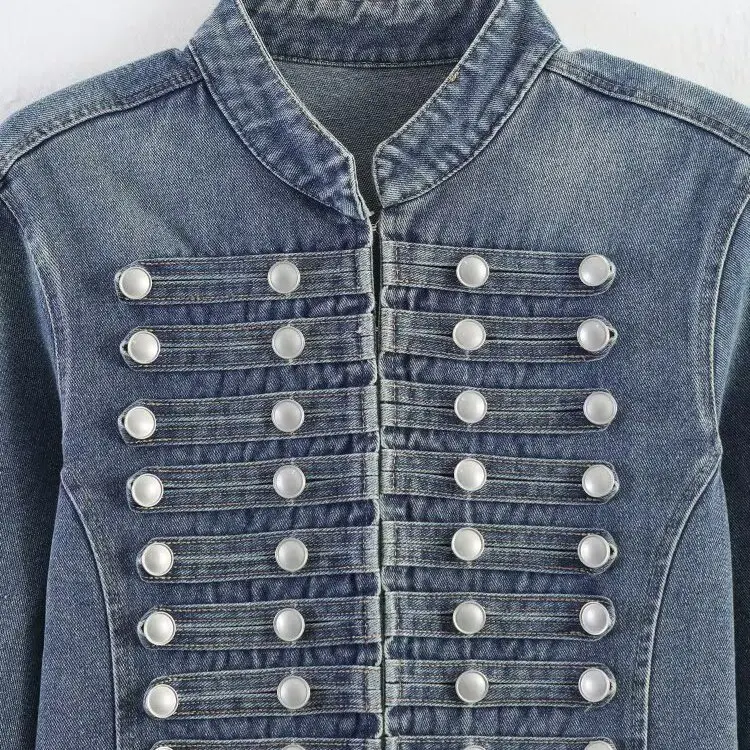 JNLEAOG Summer New Women's Fashion Jeans Jacket with Rivet Design And Hot Girl Short Pants Two Piece Set Low Waist Short Length view 2