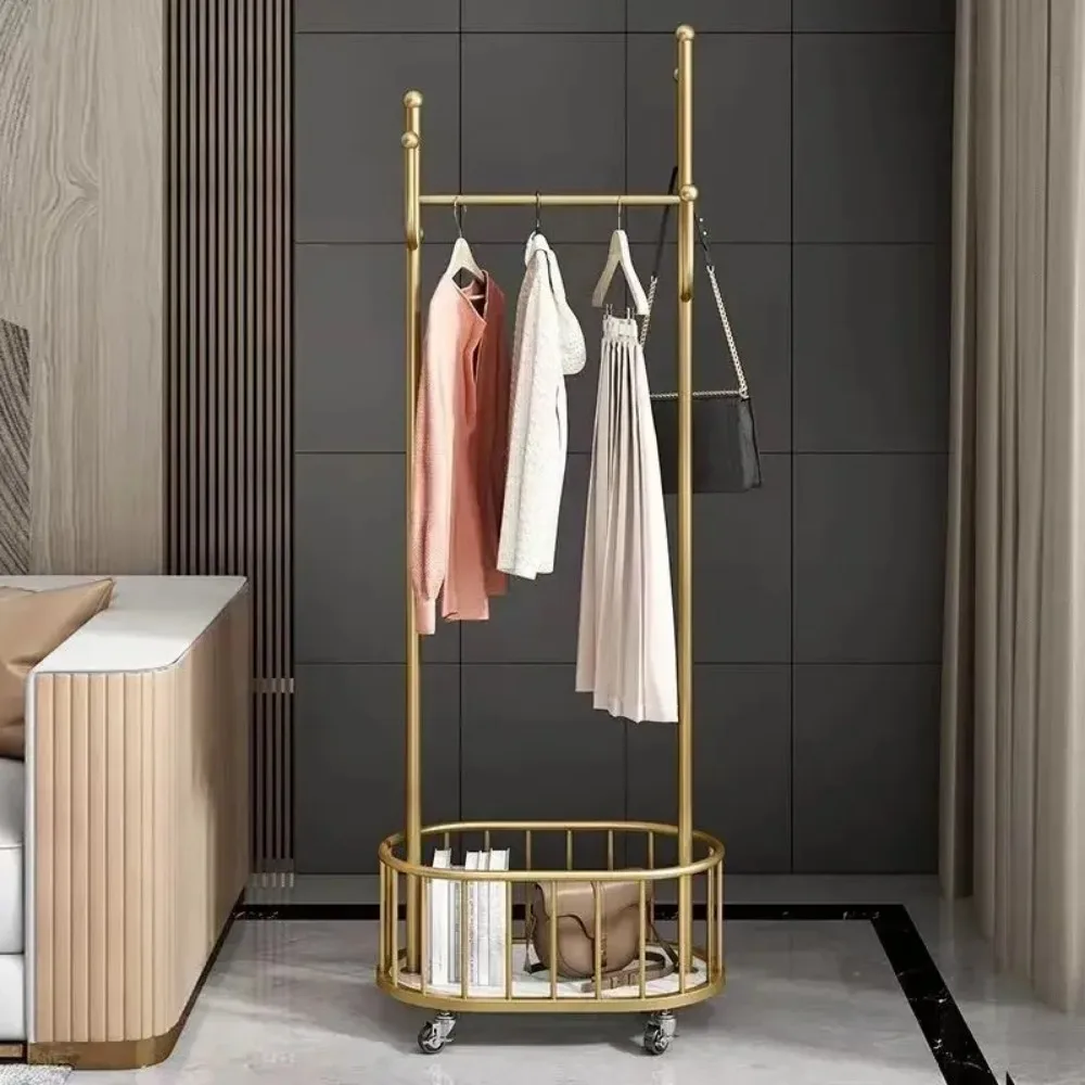 Light Luxury Household Bedroom Coat Racks To Floor Mobile with Wheels Room Clothes Hangers Stand Hat Holder Garment Shoe Racks