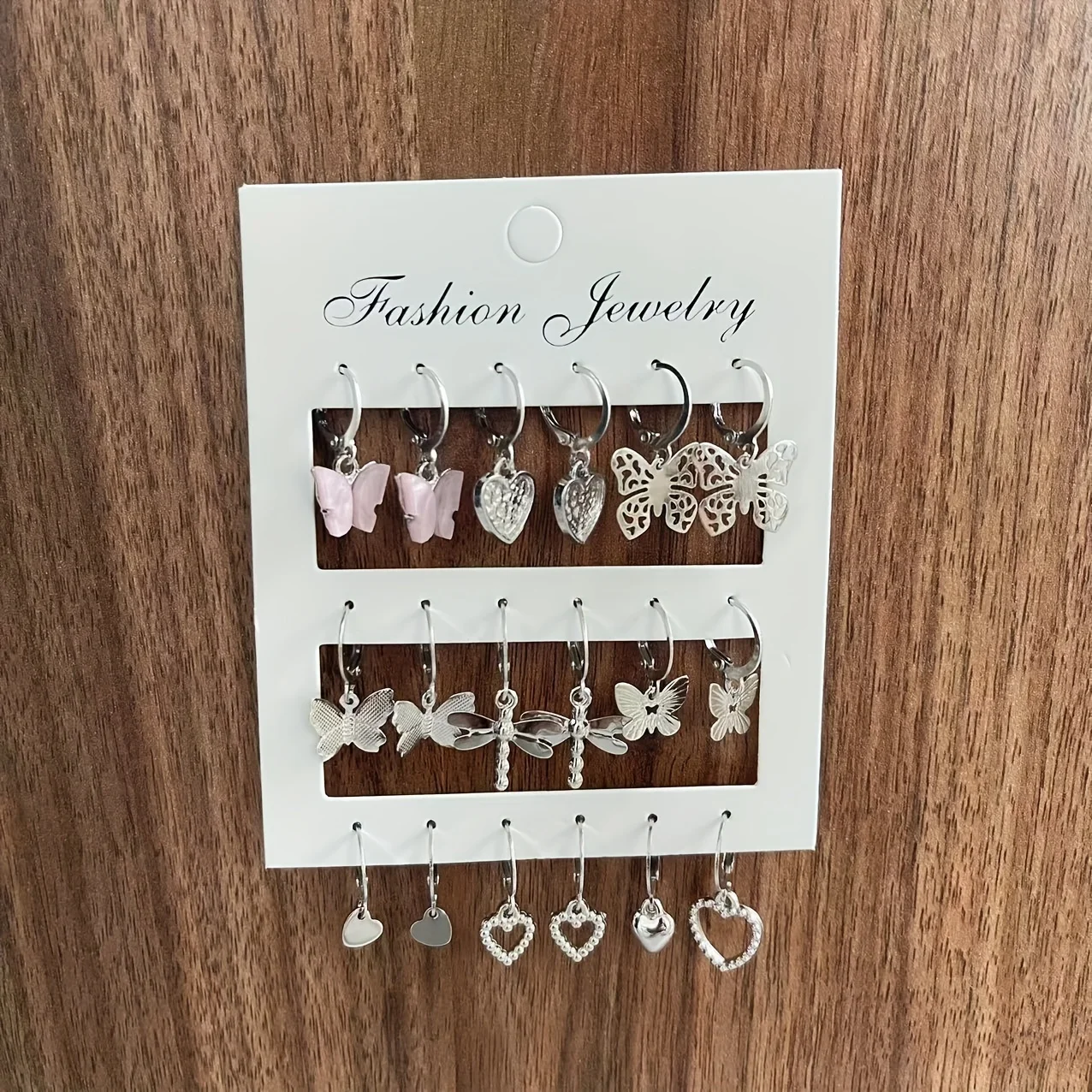 9 Pairs/ Set Exquisite Butterfly Heart Dragonfly Design Dangle Earrings Simple Vacation Style Delicate Holiday Earrings