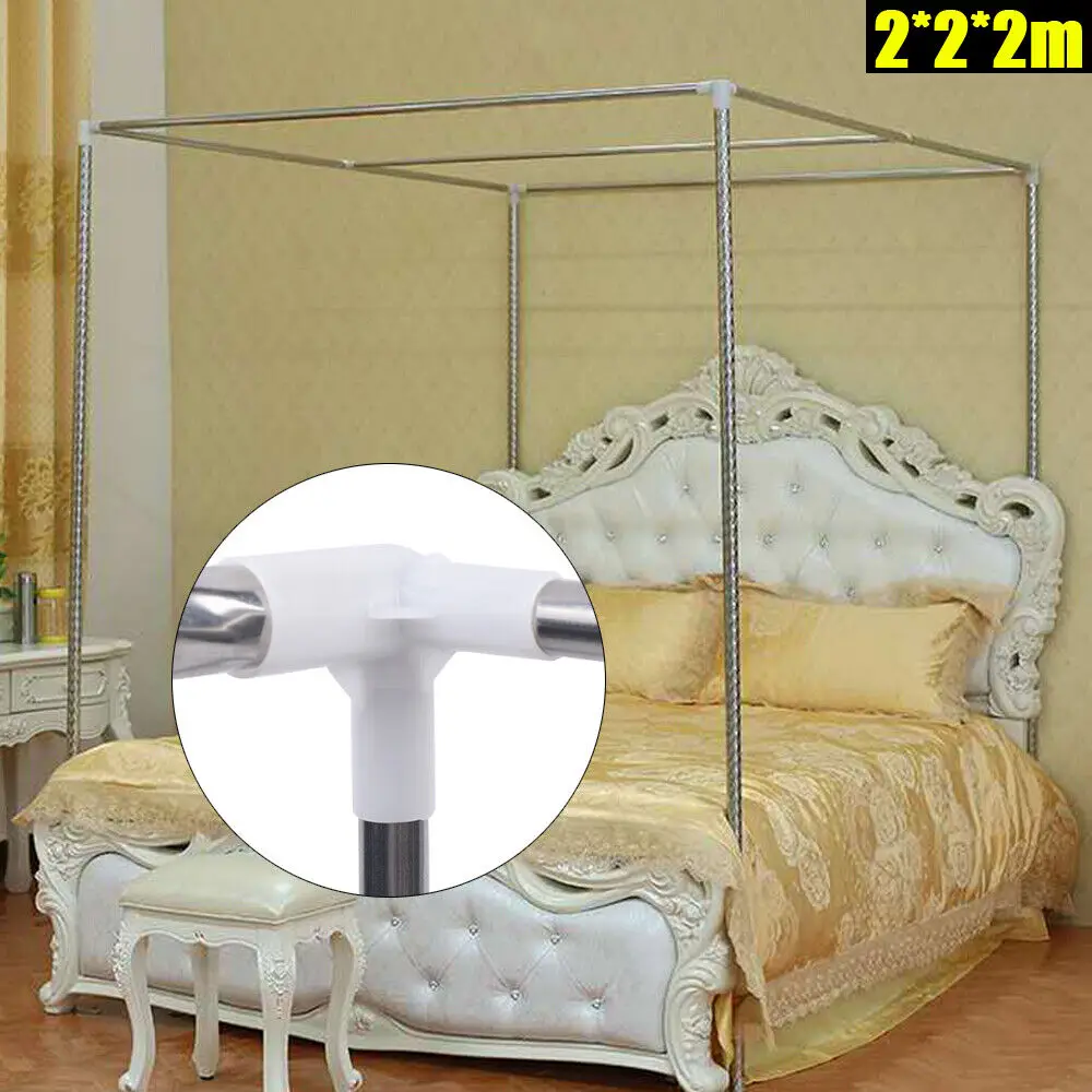 Canopy Bed Frame Post Metal Bed Four Corner Bed Mosquito Netting Bracket Fit for Twin Queen KingSize Stainless Steel