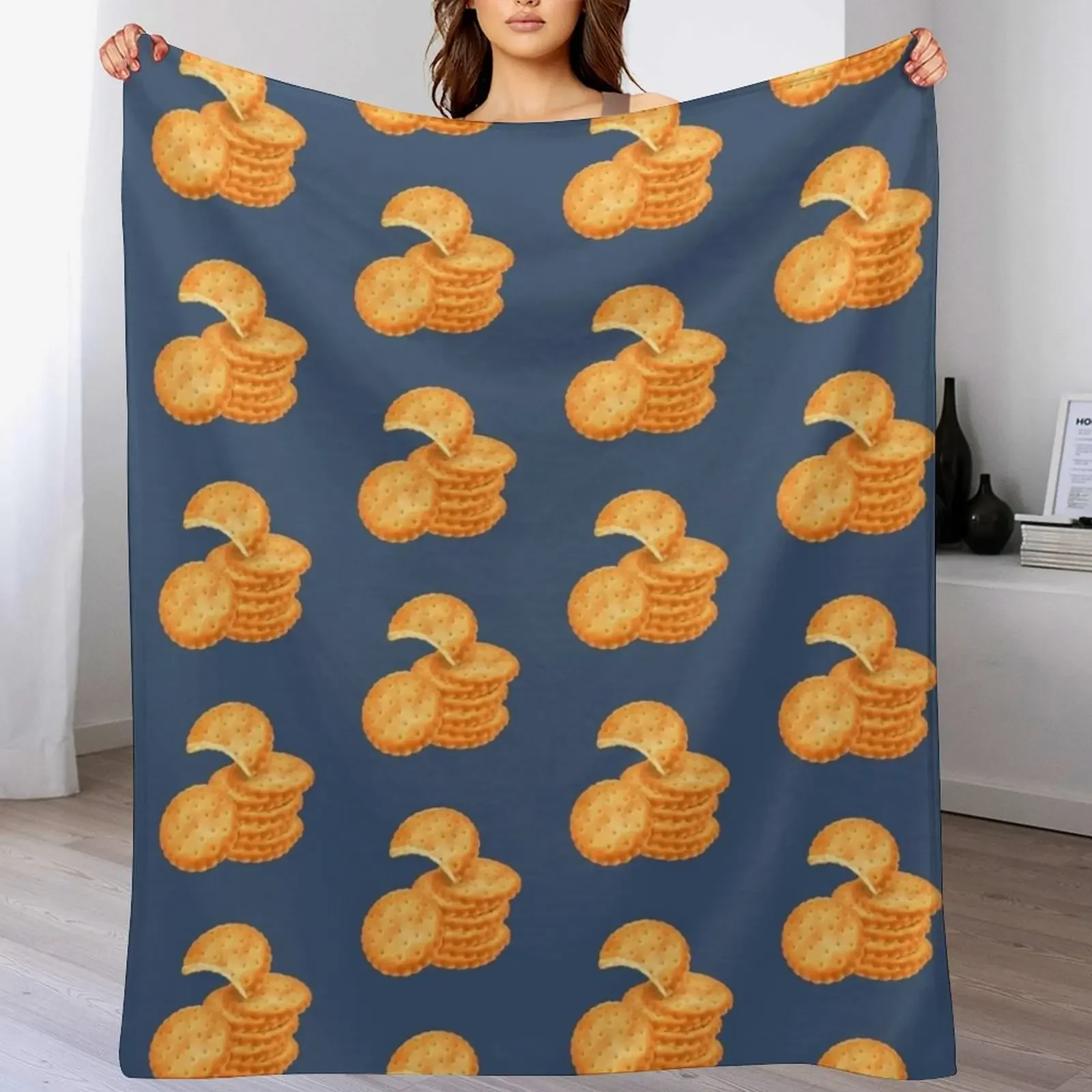 Stack of Round Crackers Throw Blanket Loose Soft Beds Stuffeds Blankets