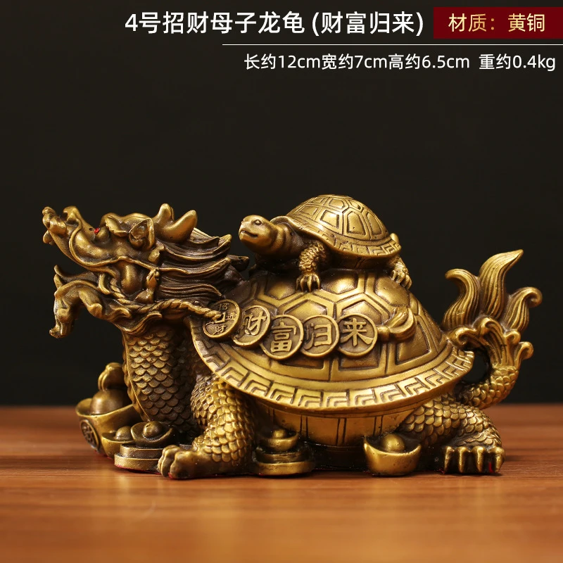 Xuanwu Figurine Wealth Fortune, Mother And Child Dragon Turtle Ornament, Decorative Piece For Living Room,