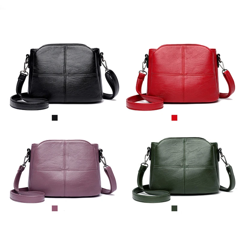 Vintage frauen Weiche PU Leder Schulter Tasche Platz Einfarbig Umhängetasche Mittleren Alters Weibliche Neue Große Dame Messenger Taschen – Detail 4