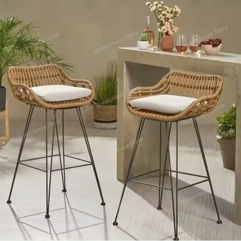 

Modern Minimalist High Chairs Reception Iron Ergonomic Counter High Chairs Backrest Relaxing Restaurante Muebles Home Furniture