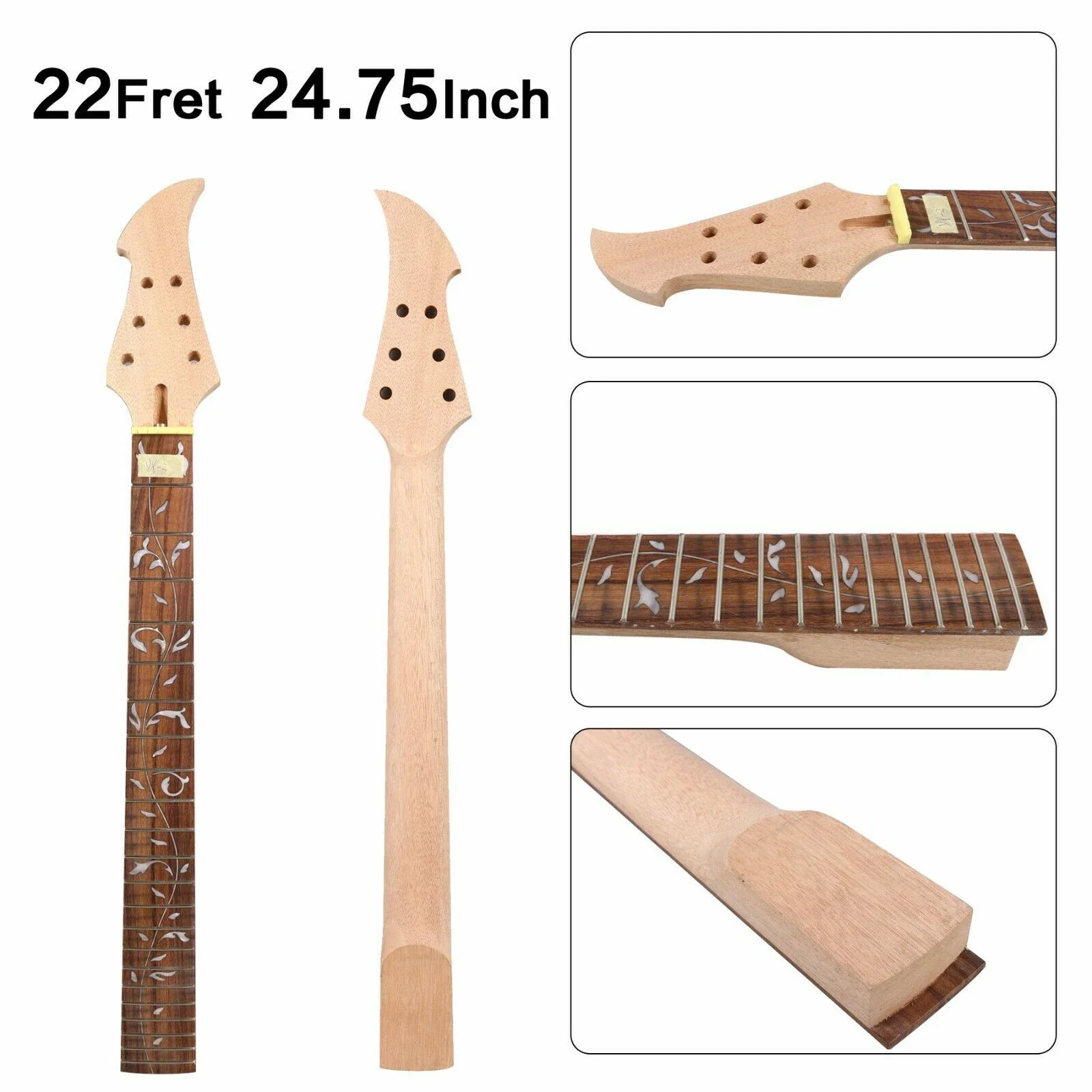 Maple guitar neck 22 fret 24.75 inch ROSEWOOD Fretboard Vine Inlay Bolt On y14