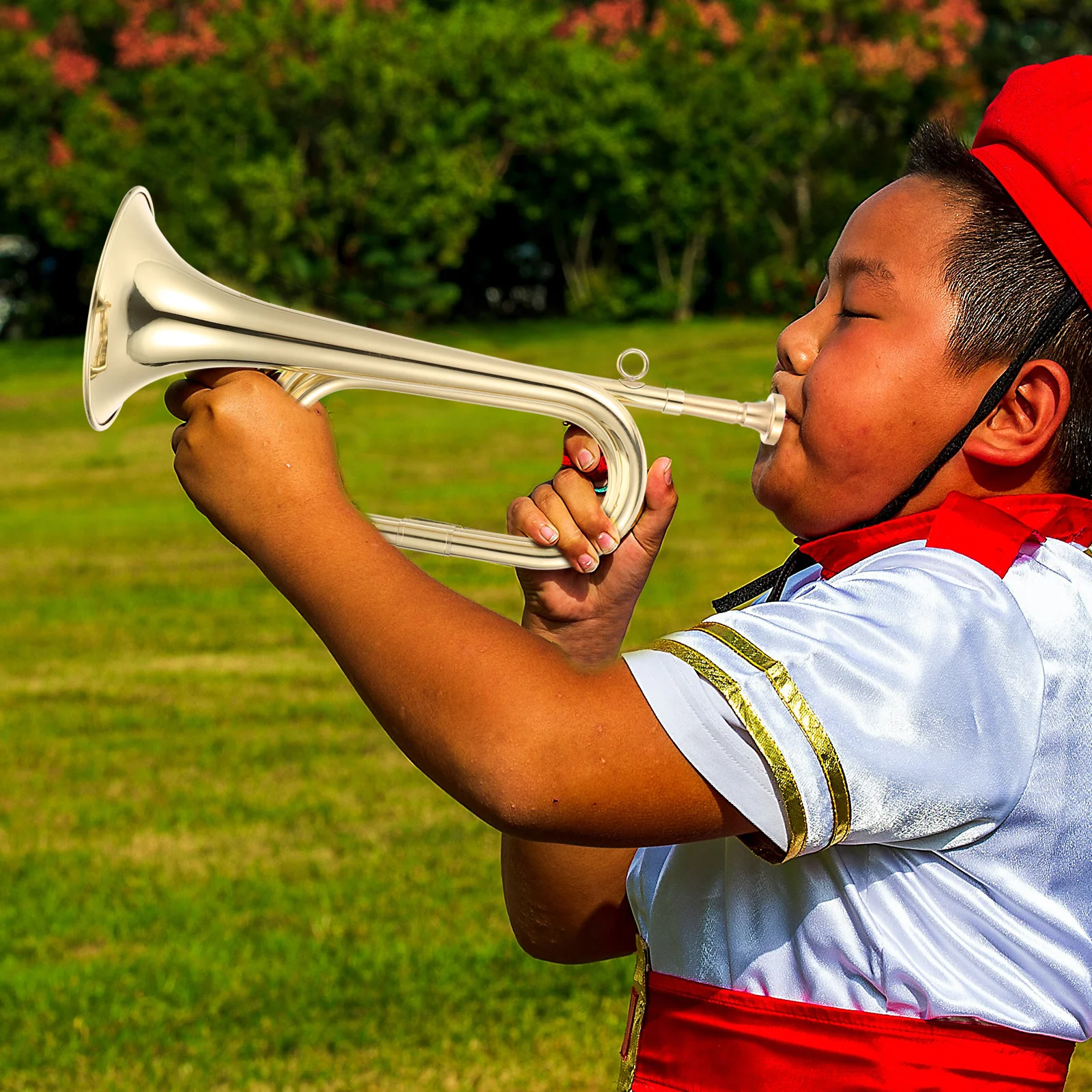 Small Trumpet Musical Instrument Noise Maker Wind Bugle for School Band Orchestra Toy Child