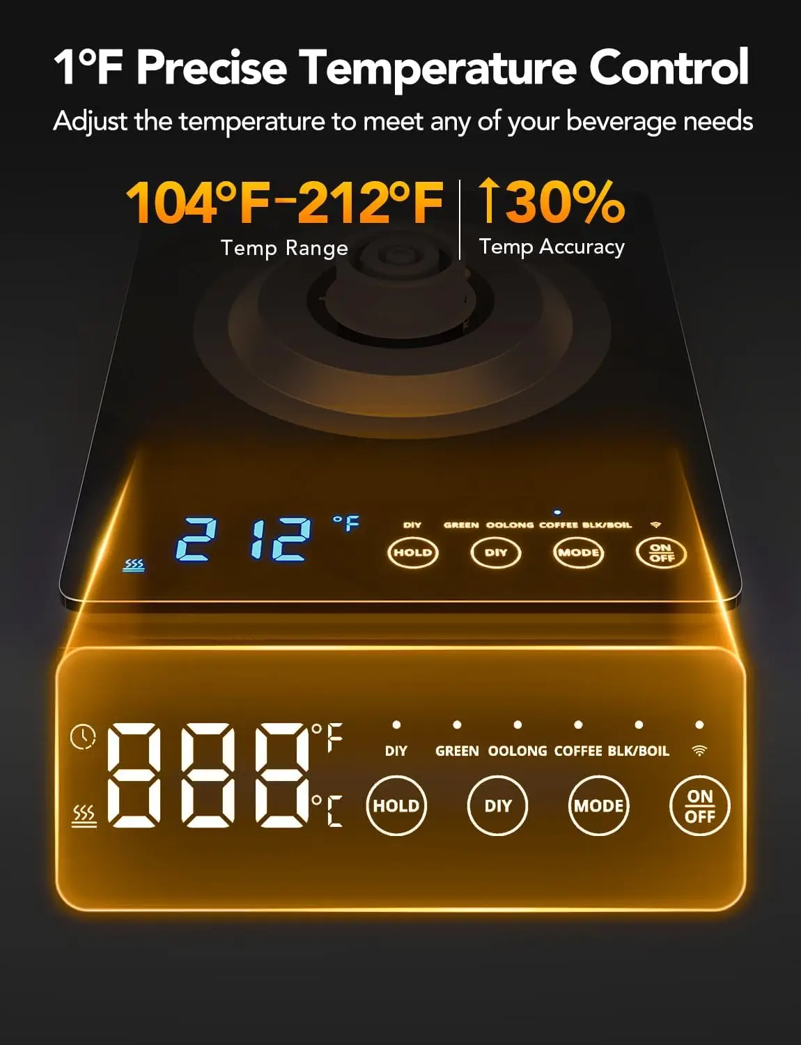 Pantalla LED, Control de temperatura Variable, 0,8 L, Compatible con Alexa, acero inoxidable