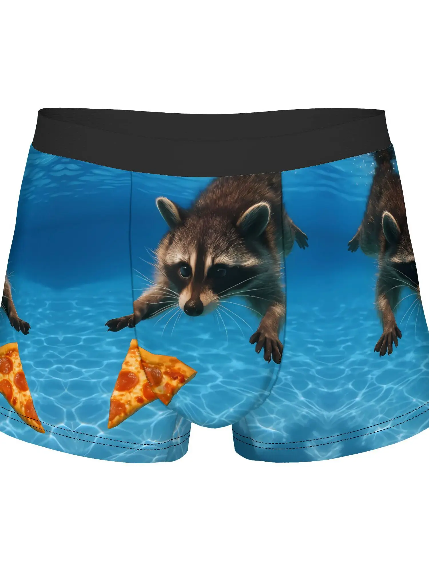 

Funny Raccoon Swimming in a Pool Men's Breathable Boxer Briefs, Stretchy Underwear with Stylish Printed, Everyday Comfort