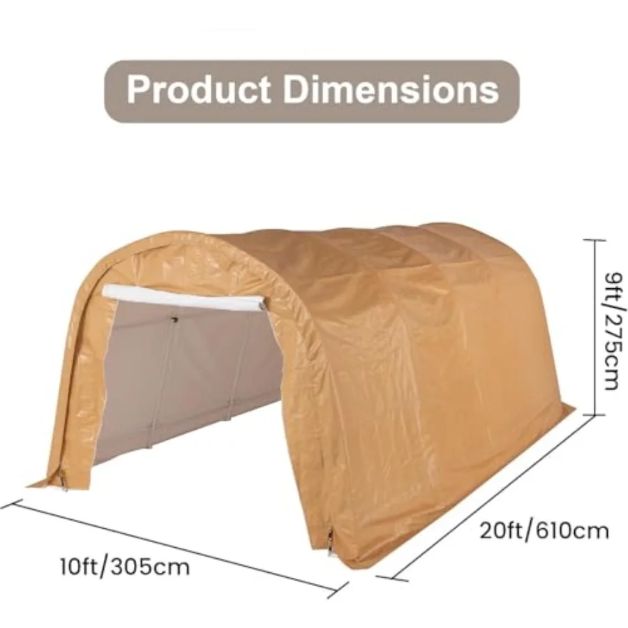 Carport, Feet Heavy Duty Canopy, Portable Garage with All-Steel Metal Frame and Double Zipper Doors, Round Style Outdoor Storag