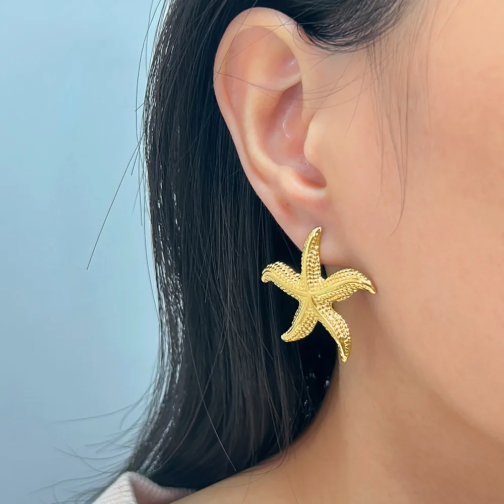 DIY accessories Ocean series earrings European and American style starfish stud earrings exaggerated fashion trend summer earrin