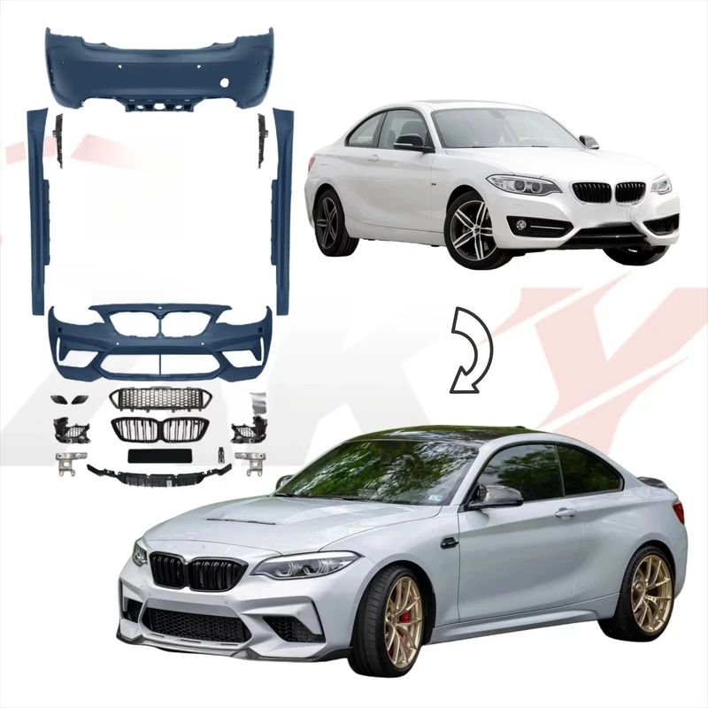

2 Series F22 F23 2014-2019 Upgrade to M2 C S Style Bodykit with Bumper Grille Skirt Easy Fit Accessories