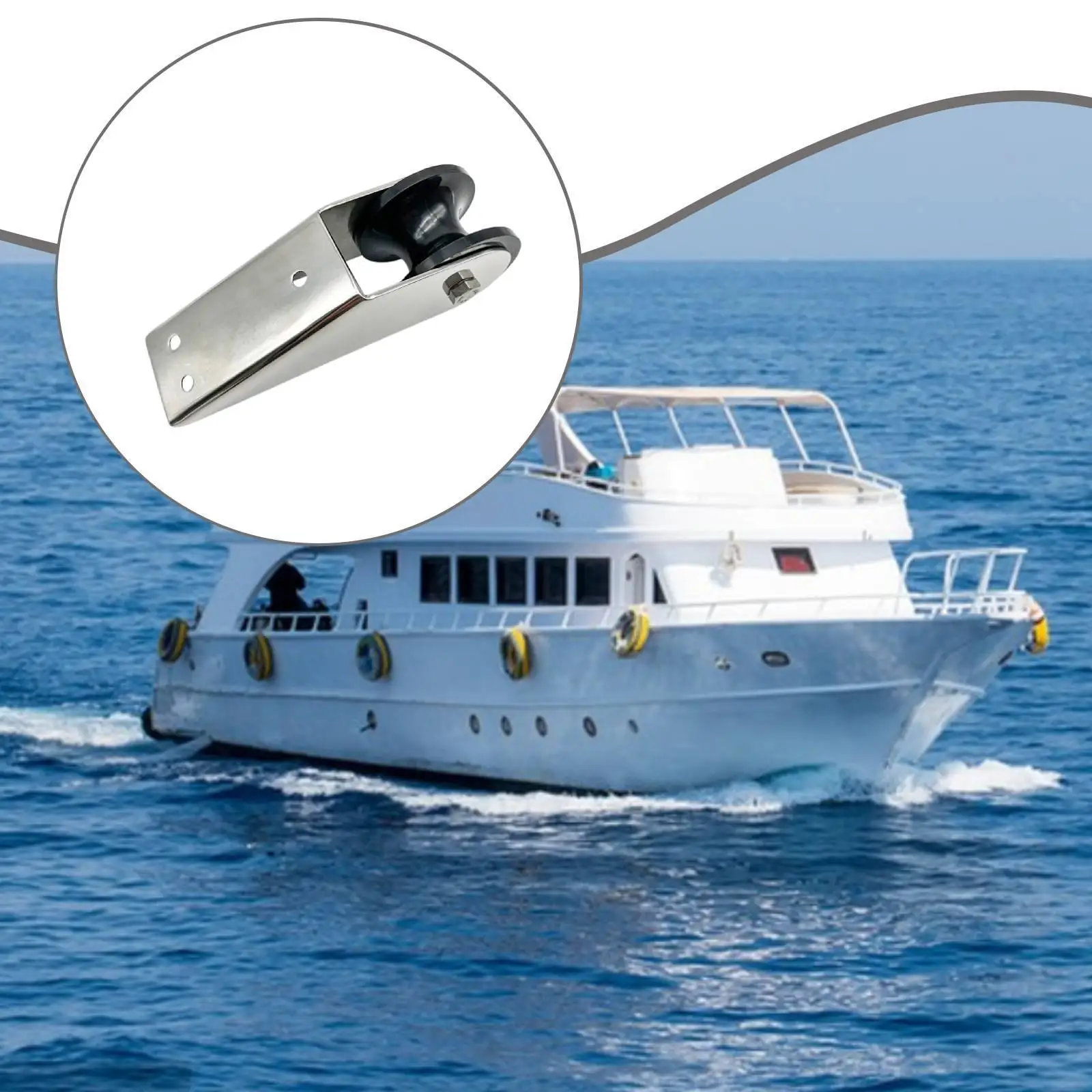 Stainless Boat Anchor Roller Rest with Rubber Roller Pre Drilled Mounting Holes Marine Grade Smooth Rolling Guide for Yachts