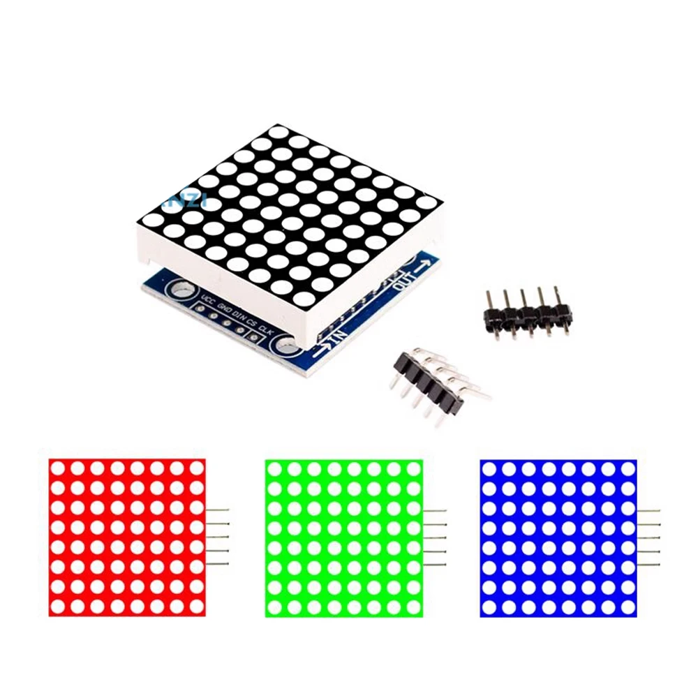 MAX7219 Dot Matrix Module for Arduino Microcontroller 4 in 1 / 1Bit Display Control with 5P Line Red/Green LED Display