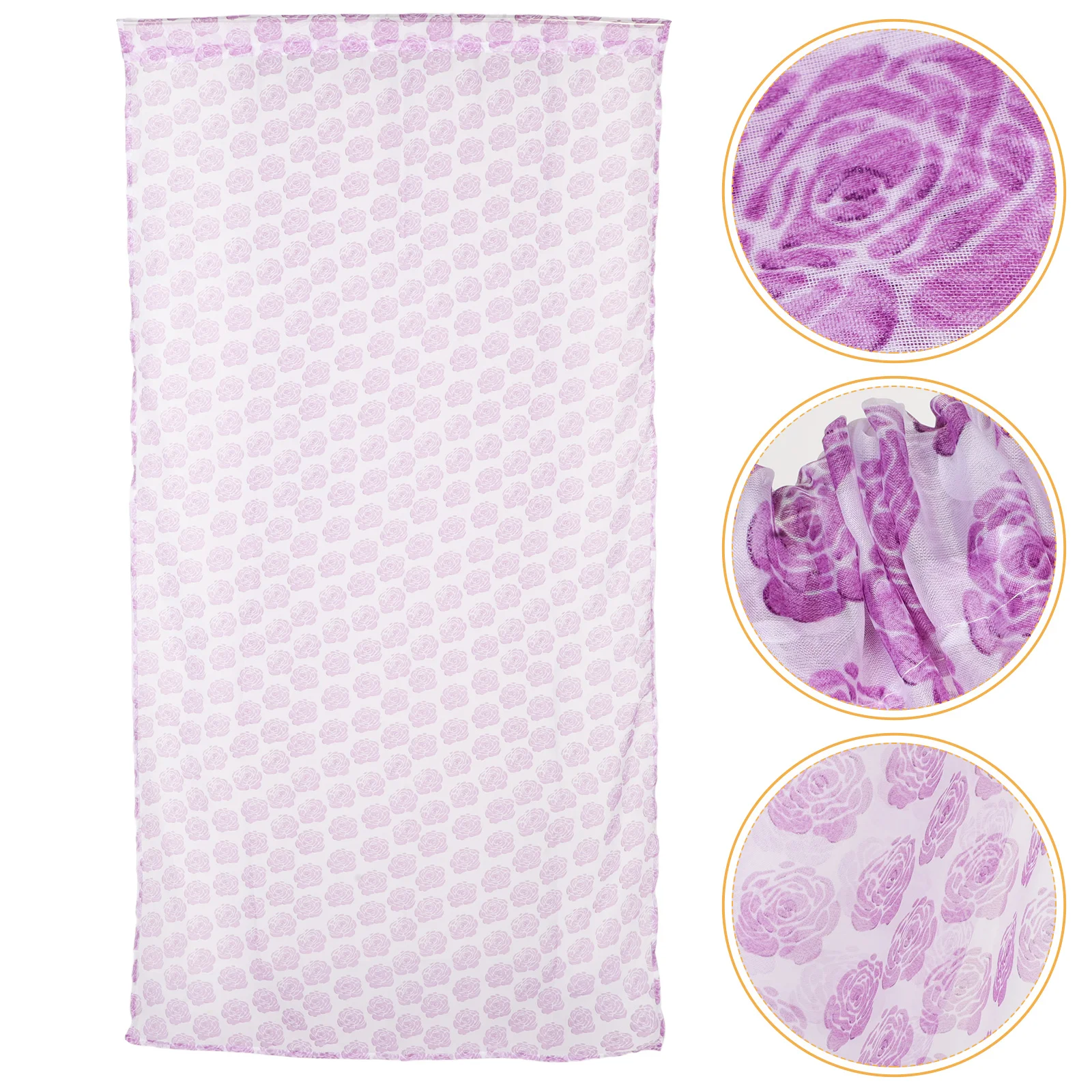 

200 X 100Cm Rose Print Sheer Voile Curtains For Window Door Balcony Home Decoration Transparent Tulle Panel Purple