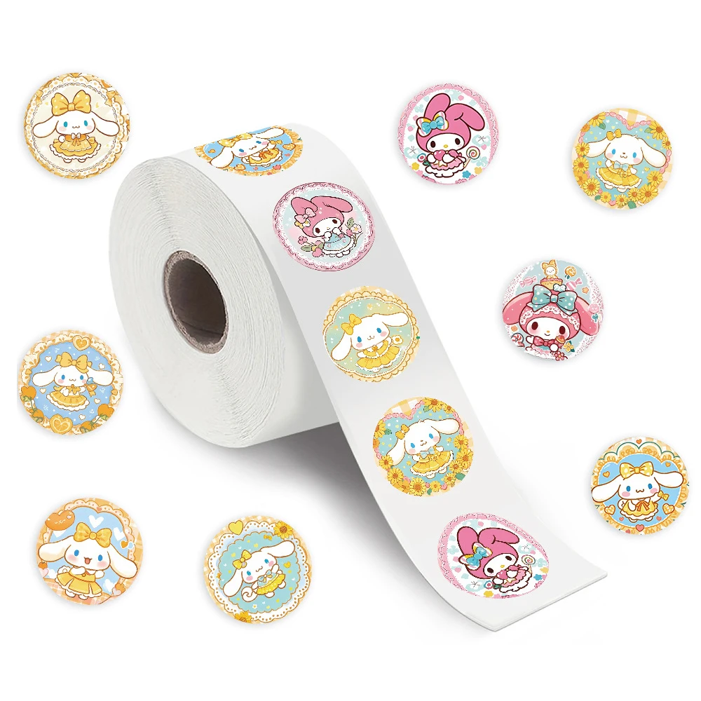 

500 шт./рулон, милые наклейки Sanrio My Melody Cinnamoroll, мультяшная уплотнительная наклейка, сделай сам, холодильник, телефон, багаж, классические игрушки, наклейки, подарки