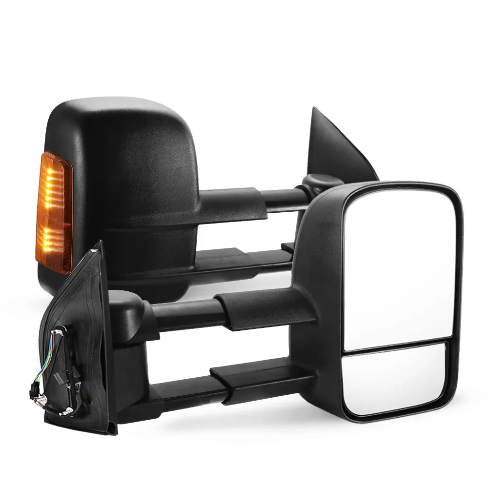 Right Rudder Black Car ExtendableTowing Mirrors For Nissan Navara Nissan Navara D40 2005-2015