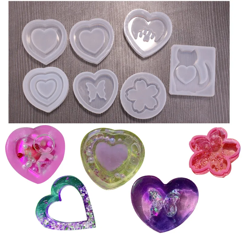 DIY Heart Butterfly Cat Shake Mold Silicone Epoxy Resin Mold Jewelry Tools