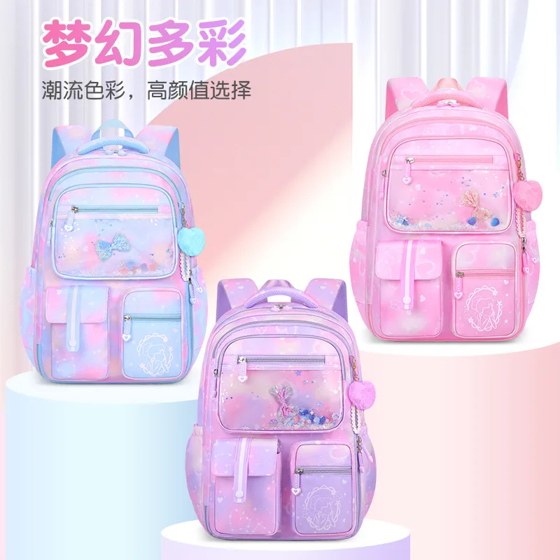子供用ランドセル女の子用大型ランドセルかわいい小学校ブックバッグスクールバックパック子供防水旅行リュックサック3-6年生用