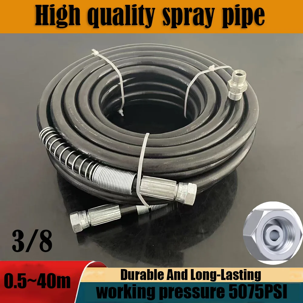 

0.5-40 Meter Airless High-Pressure Spray Paint Pipe "Upgraded Fiber Layer Hose" Connector 3/8 BSP 5075PSI For Spray Paint Gun