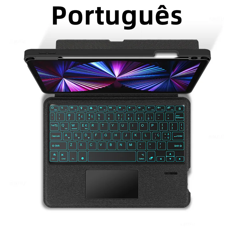 AJIUYU Tastatur für iPad Pro 11 12.9 2018–2022 10.2 10.5 Air 5 4 10. 10.9 Zoll Hülle Magic Smart Keyboard Cover TouchPad Hintergrundbeleuchtung